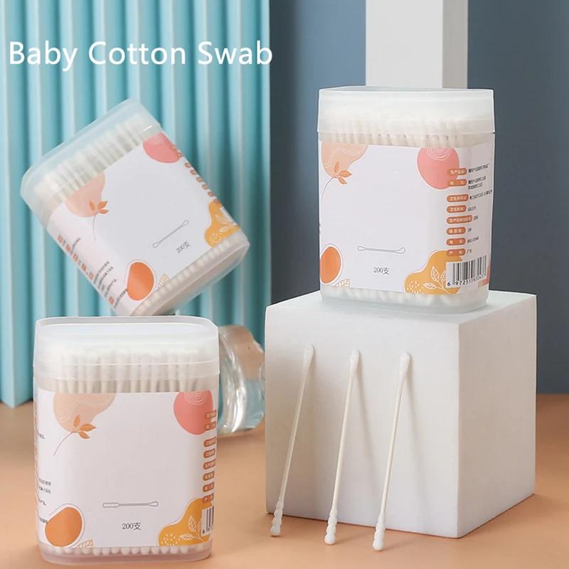 Cotton Wick Organic - Sticks Baumwolle, 400 Stück, Bio-Baby-Wattestäbchen, Papierknospen