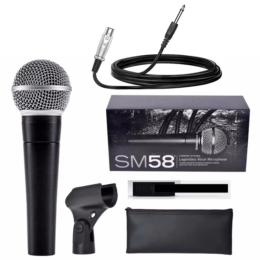 Shure Mic Sm58 - Karaoke-Dynamikmikrofon, professionelles kabelgebundenes Mikrofon für PC,